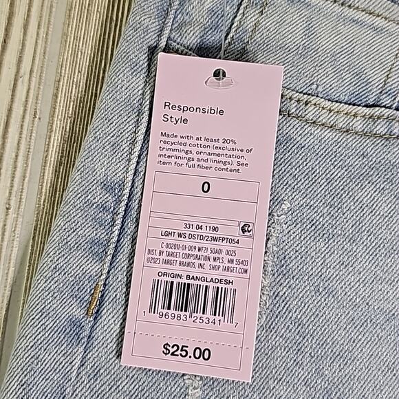 Wild Fable Super High Rise Straight Light Wash Distressed Jeans Womens 0/31" NEW - Picture 11 of 15